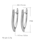 Gold & Silver Color Cubic Zirconia Geometric V Shape Latch Back Earrings E17