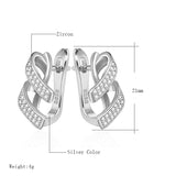 Gold & Silver Color Cubic Zirconia Geometrically Shaped Latch Back Earrings E6