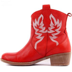 Ankle High, round toe, Embroidered Flame PU Leather Boots 98