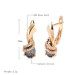 Rose Gold Color Multi Colored Pear Cubic Zirconia Latch Back Earrings E23