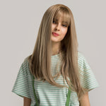 Long Straight Hair Multi Colored Synthetic Wigs with Bangs (37)