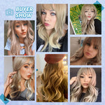 Long Multi Colored Water Wave Synthetic Wigs with Bangs (36)