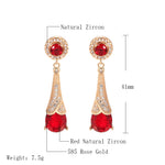 Rose Gold Color Water Drop with Color & Colorless Cubic Zirconia Stud Earrings E1