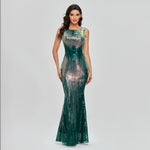 Sleeveless Boat-Neck Evening Party Shinning Sequins Mermaid Dress 11