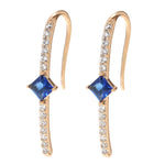 Rose Gold Color Blue & Colorless Cubic Zirconia  Hook Earrings E36