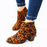 Serpentine, Leopard Style Pattern & Black Color, Square Platform Heels, Fashion Slip On and Zipper Closure Boots 22