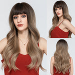 Long Multi Colored Water Wave Synthetic Wigs with Bangs (36)