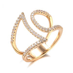 Rose Gold Geometric Hollow Line With Cubic Zirconia Ring R23