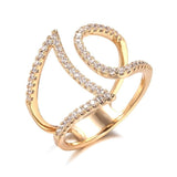 Rose Gold Geometric Hollow Line With Cubic Zirconia Ring R23