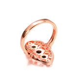 Rose Gold Hollow Oval Shape With Green & Colorless Cubic Zirconia Ring R15