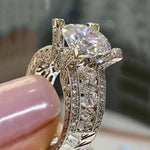 Women's Gold Color Engagement Rings Big Round Cubic Zirconia Ring 56