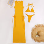 3 pieces set High neck swimwear cover-ups