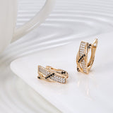 Hot Rose Gold Color with Black and Colorless Cubic Zirconia Latch Back Earrings E33