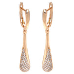 Rose Gold Color Cubic Zirconia Drop Latch Back Earrings E3