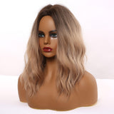 Medium Length Color Variations  Water Wave Synthetic Wigs (19)