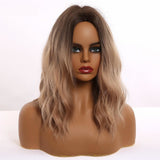 Medium Length Color Variations  Water Wave Synthetic Wigs (19)