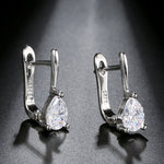 Gold & Silver Color Pear Cubic Zirconia Latch Back Earrings E28