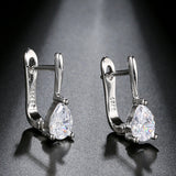 Gold & Silver Color Pear Cubic Zirconia Latch Back Earrings E28