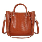 (02) Tote PU Leather Alligator Pattern Style Handbag