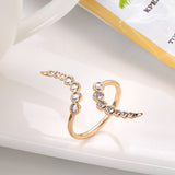 Rose Gold Double Curved Arrow Ring With Cubic Zirconia Ring R7