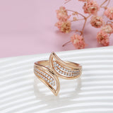 Rose Gold Color Flared Curve Cubic Zirconia Ring R14