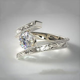 Female White Gold Color Big Cubic Zirconia Stone Ring R58