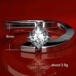 Trendy Irregular Silver Color 8mm Princess Cubic Zircon Ring R59