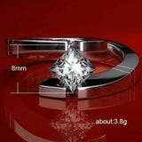 Trendy Irregular Silver Color 8mm Princess Cubic Zircon Ring R59