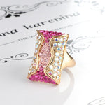 Gold Color Colorful Cubic Zirconia Ring R1