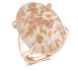 Rose Gold Color Oval Cabochon Imitation Stone Ring R42