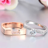 Luxury Female two color or Silver Color Colorless cubic Zirconia Ring Set R62