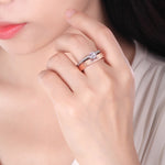 Luxury Female two color or Silver Color Colorless cubic Zirconia Ring Set R62