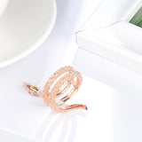 Rose Gold Color Cubic Zirconia Encrusted Coiled Snake Ring R34