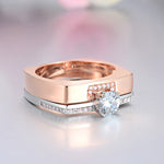 Luxury Female two color or Silver Color Colorless cubic Zirconia Ring Set R62