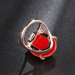 Rose Gold Color Oval Cabochon Imitation Stone Ring R42