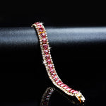 Gold Color Pink & Colorless Cubic Zirconia Bracelet B6