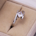 Trendy Irregular Silver Color 8mm Princess Cubic Zircon Ring R59