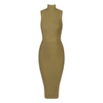 Sleeveless Knee Length Elegant Turtleneck Bandage Dress 144