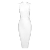 Sleeveless Knee Length Elegant Turtleneck Bandage Dress 145