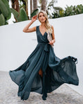 Sexy V Neck Backless Strap, Maxi Dress  02