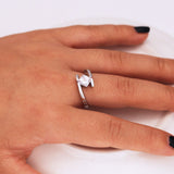 Trendy Irregular Silver Color 8mm Princess Cubic Zircon Ring R59