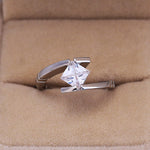 Trendy Irregular Silver Color 8mm Princess Cubic Zircon Ring R59