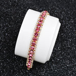 Gold Color Pink & Colorless Cubic Zirconia Bracelet B6