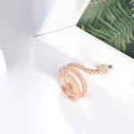 Rose Gold Color Cubic Zirconia Encrusted Coiled Snake Ring R34