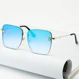 New Fashion Women's Oversize Rimless Square Bee Sunglasses