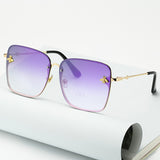 New Fashion Women's Oversize Rimless Square Bee Sunglasses