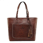 (03) Fashion Tote with Tassel Women's Handbag PU Leather