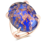 Rose Gold Color Oval Cabochon Imitation Stone Ring R42