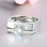 Luxury Female two color or Silver Color Colorless cubic Zirconia Ring Set R62