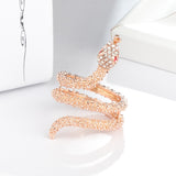 Rose Gold Color Cubic Zirconia Encrusted Coiled Snake Ring R34